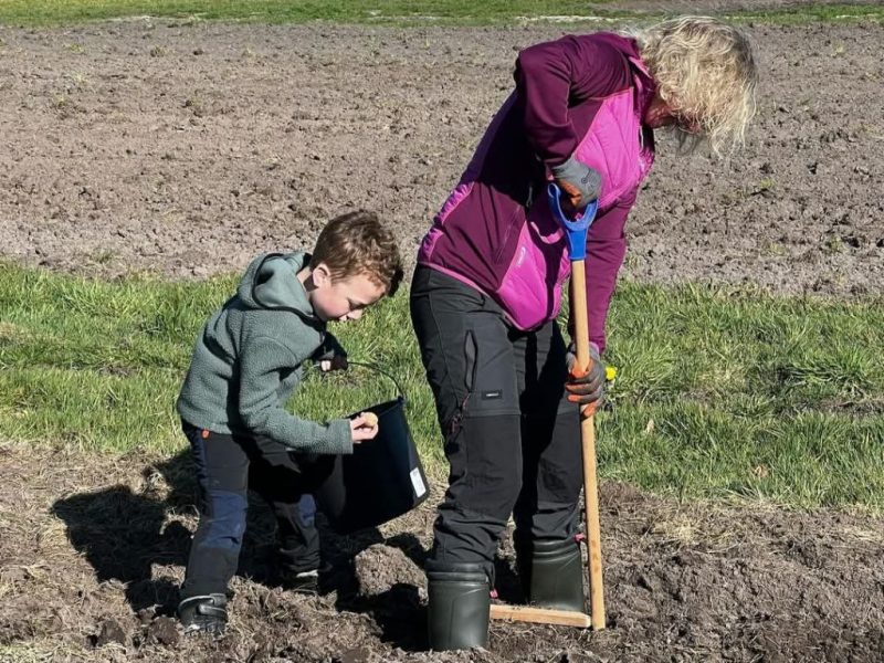 20250405 Zonnewending Moeder en zoon samen aardappelen poten 20250405 Zonnewending Moeder en zoon samen aardappelen poten